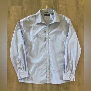 Tommy Hilfiger logo mens size XL slim fit light blue button up long sleeve shirt